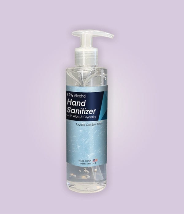 8 fl. oz. Gel Hand Sanitizer in a pump bottle.