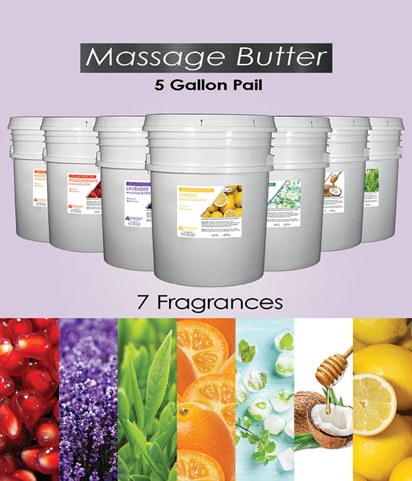 Massage butter picture of 5 gallon pails.