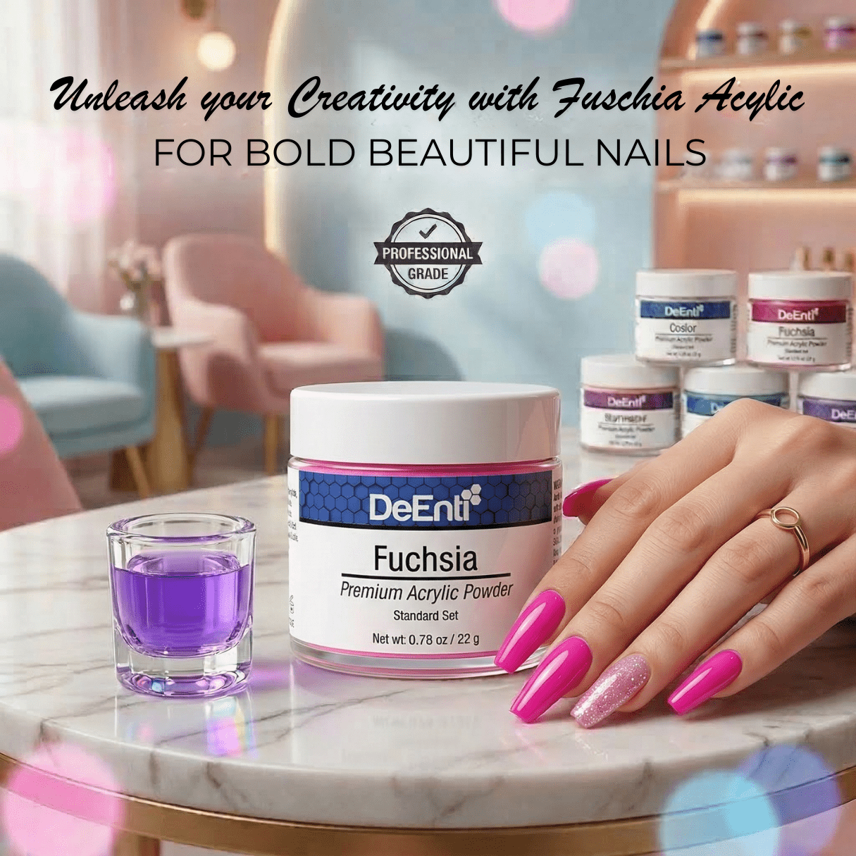 Fuchsia Acrylic Powder - 0.78 oz - Image 2