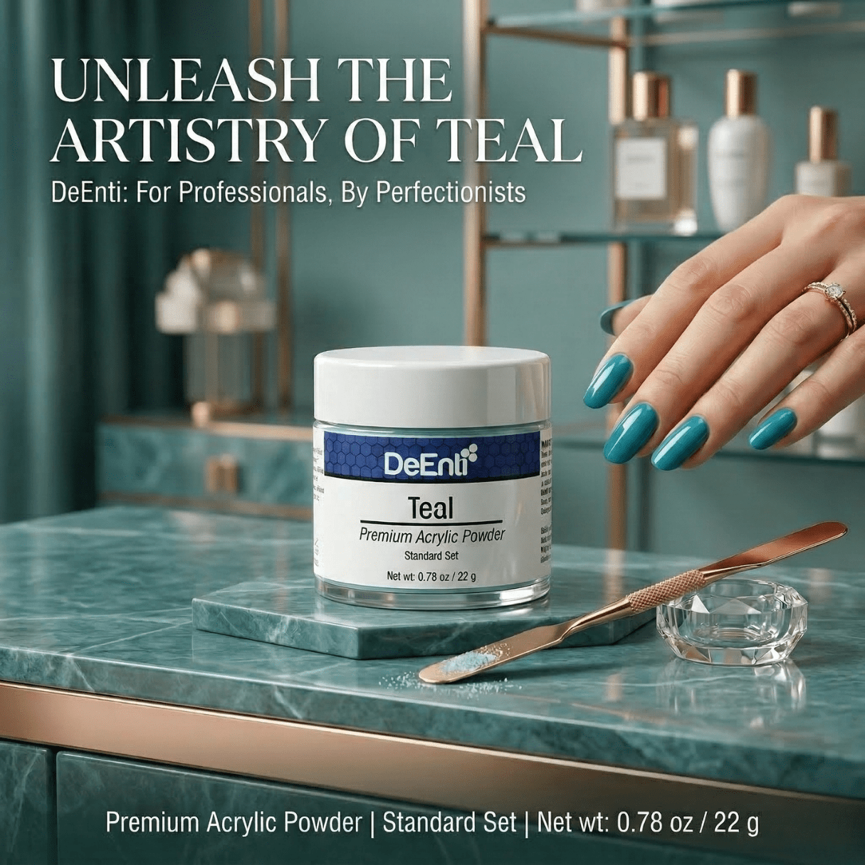 Teal Acrylic Powder - 0.78 oz - Image 2