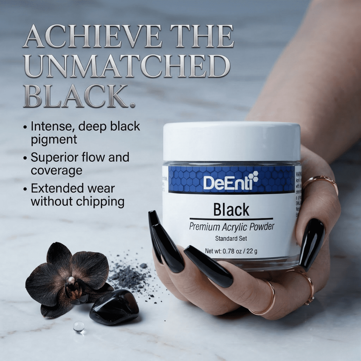 Black Acrylic Powder - 0.78 oz - Image 4