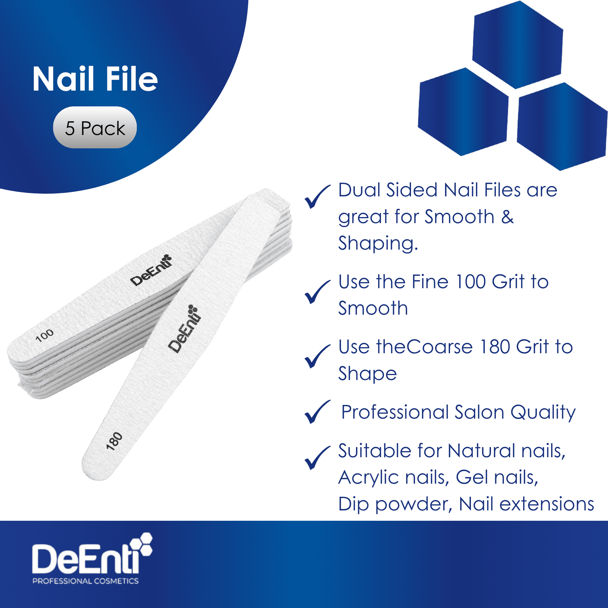 NSI Endurance Nail File 100/100 Grit - Pack Of 10, Curved, Double-Sided & Waterproof 6 thumbnail image