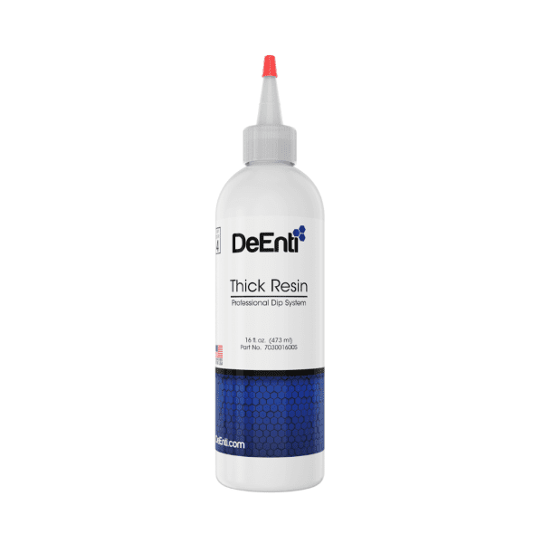 A large 16 fl oz (473 ml) refill bottle of DeEnti Thick Resin, the top coat for the Professional Dip System.
