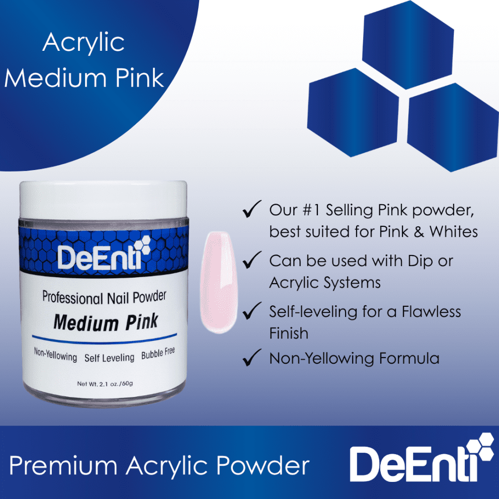 Powder Medium 2.1 oz Medium Pink Acrylic Powder | Professional Acrylic Nail Powder