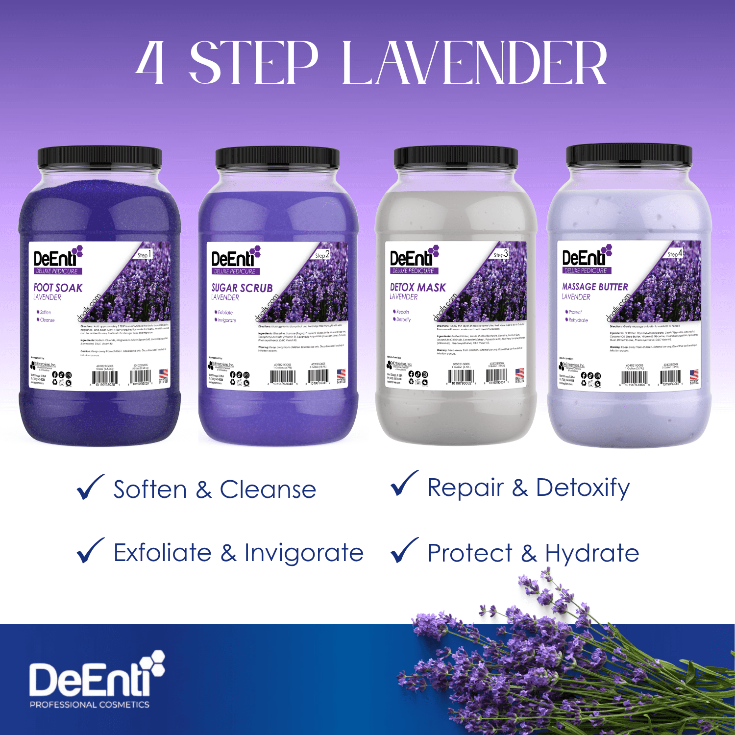 ブースター・導入液 spa Lavender Deluxe 4 Step Pedicure - 1 Gallon | Wholesale Pricing