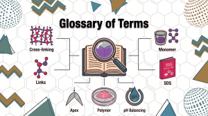Nail technician glossary of terms explaining essential acrylic nail chemistry, including monomer, polymer, and apex structure suitable for beginners and advanced technicians.