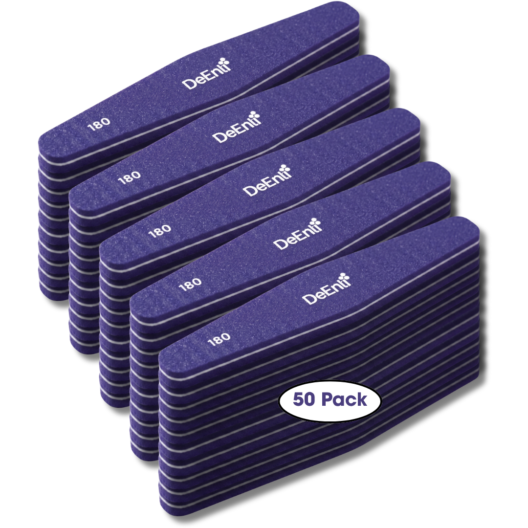 Premium Nail File Buffer - 100/180 Grit - 50 Pack