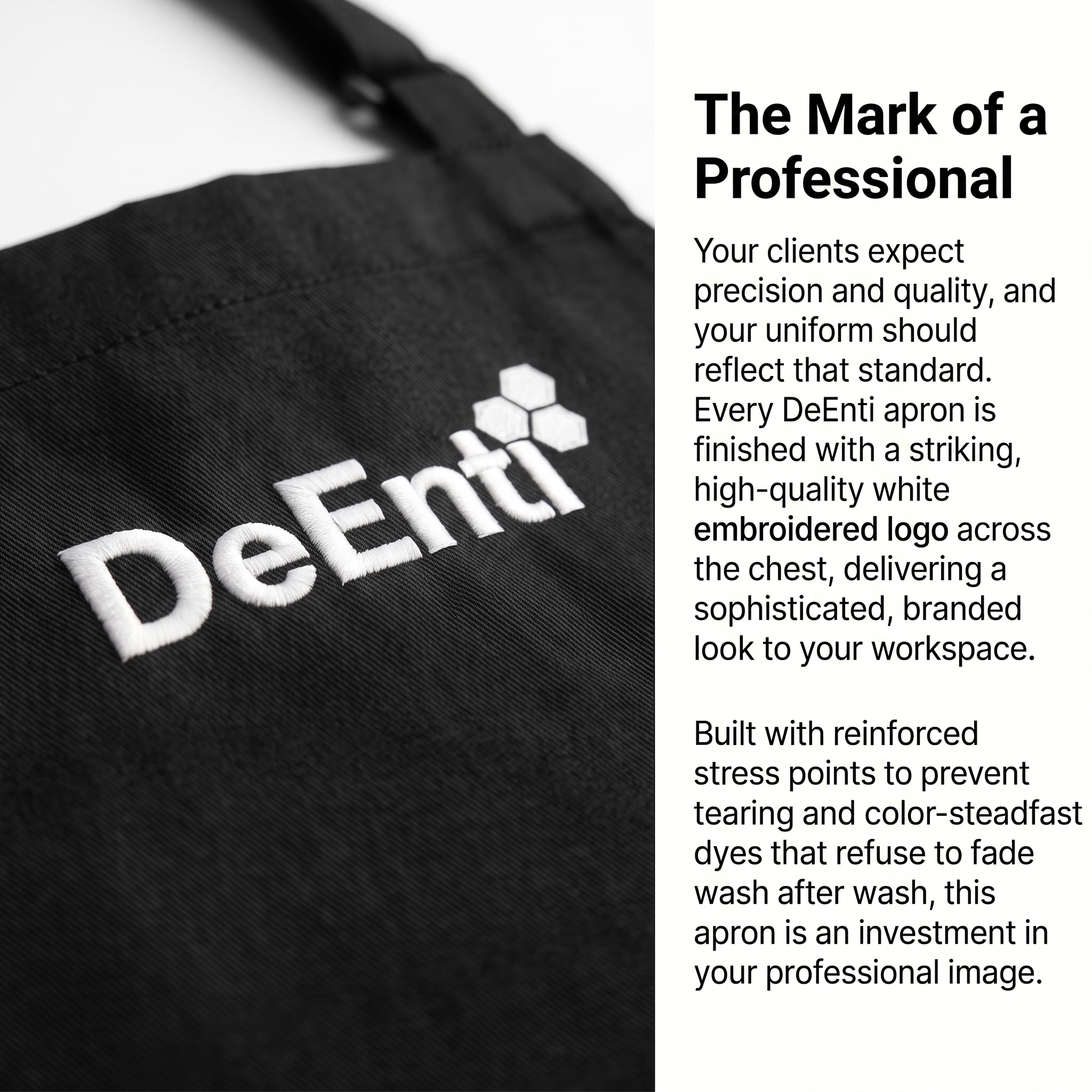 DeEnti Professional Nail Tech Adjustable Bib Apron - Blue Print (Navy) - Image 3